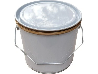 Банка металл 3л d180мм без ребра, с внутренним покрытием, с прижимной белой крышкой Master, код: 37074