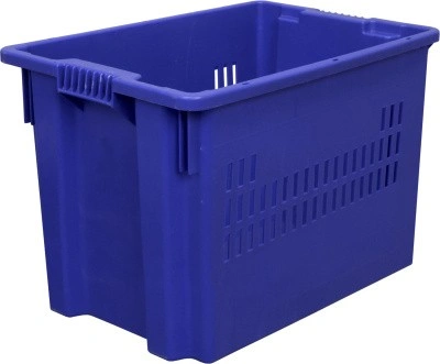 Ящик сплошной 600×400×400 мм, объем 75 л., арт.: 606, синий, код: 05954