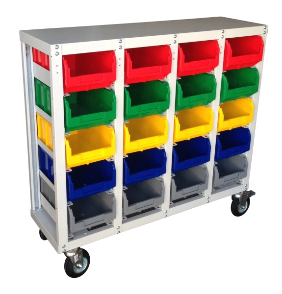 Стеллаж с направляющими мобильный, односторонний, Стелла-техник V3-20-125-И 20 ячеек, грузоподъемность 350кг