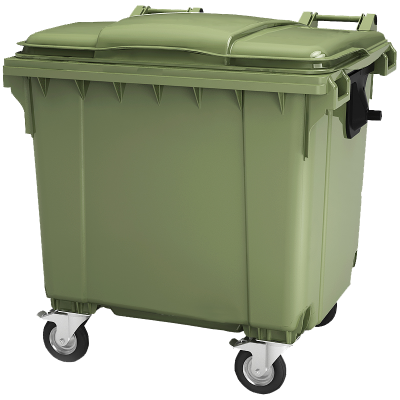 Мусорный контейнер 1100л. на колесах с крышкой, зеленый