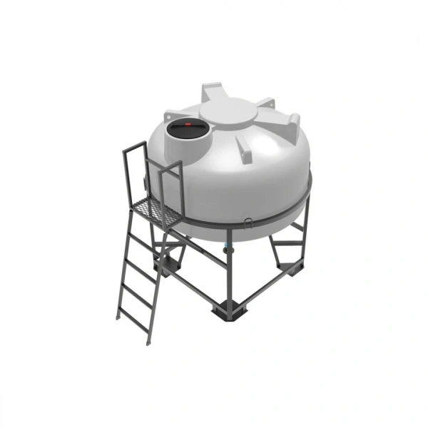 Емкость ЦКТ 3000 л с патрубком 110мм с фланцем под плотность до 1,2 г/см³ белая в обрешетке с лестницей